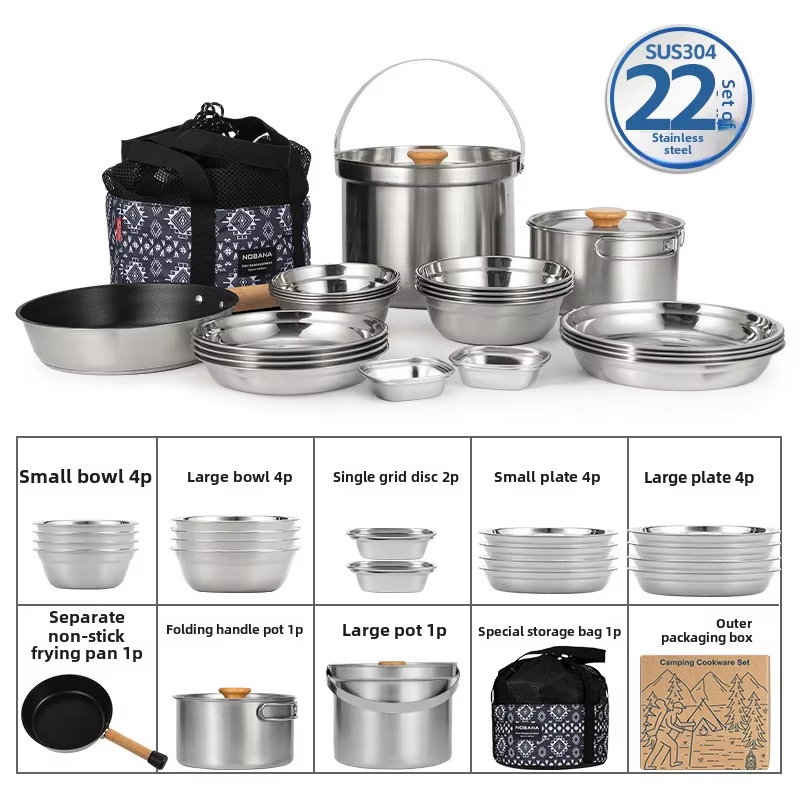 Camping Cooking Organizer - Nobana mais novo conjunto de panela