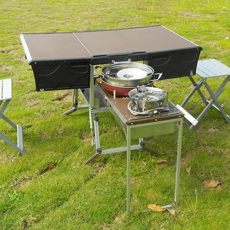 Camping Cooking Dining Set - Trailer de Comida Portátil para Exterior,